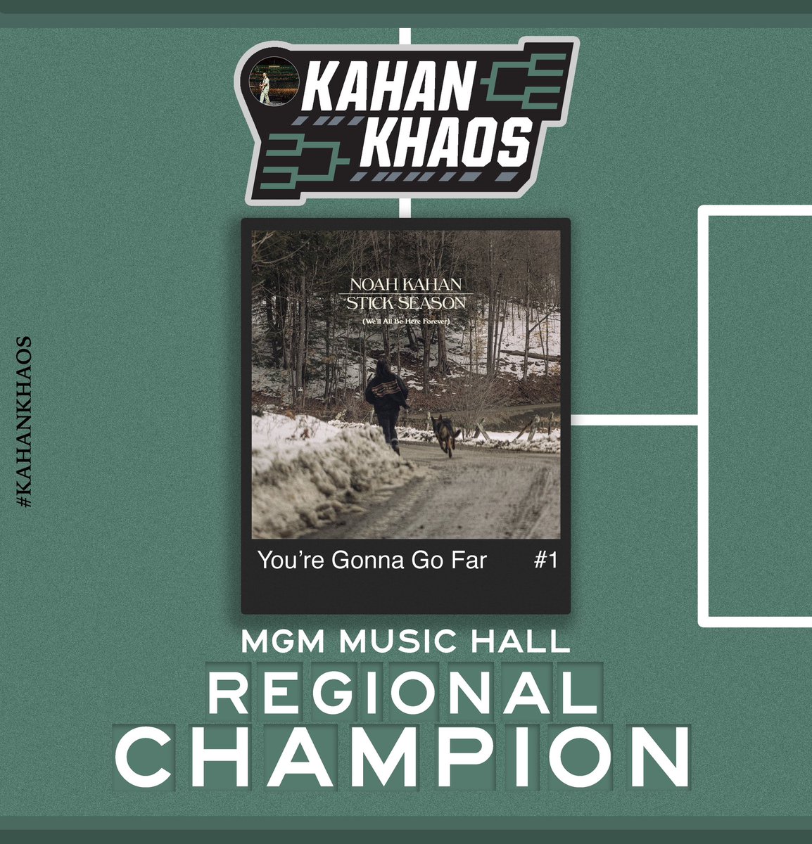 homesickbrando's tweet photo. The birds will still sing, your folks will still fight, You’re Gonna Go Far is back in the Final Four for the second straight year and is the MGM Music Hall Regional Champion! #KahanKhaos https://t.co/xp1rwhedPv