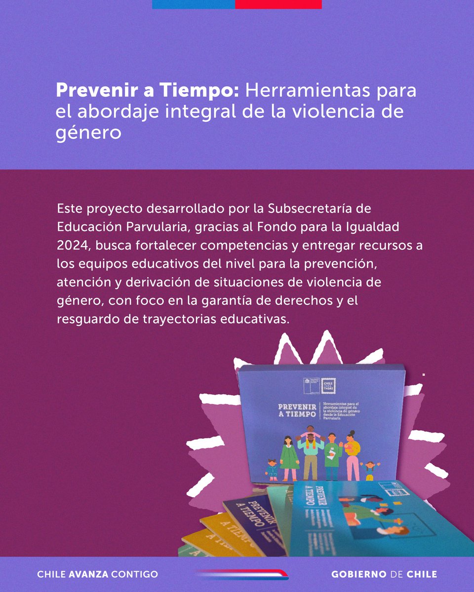 #LaEducaciónParvulariaAvanza en herramientas para abordar de manera integral la violencia de género. Te invitamos a conocer Prevenir a Tiempo, proyecto que busca promover entornos protectores, bientratantes y libres de toda forma de violencia. 

🔗 parvularia.mineduc.cl/preveniratiemp…

🧵1/2