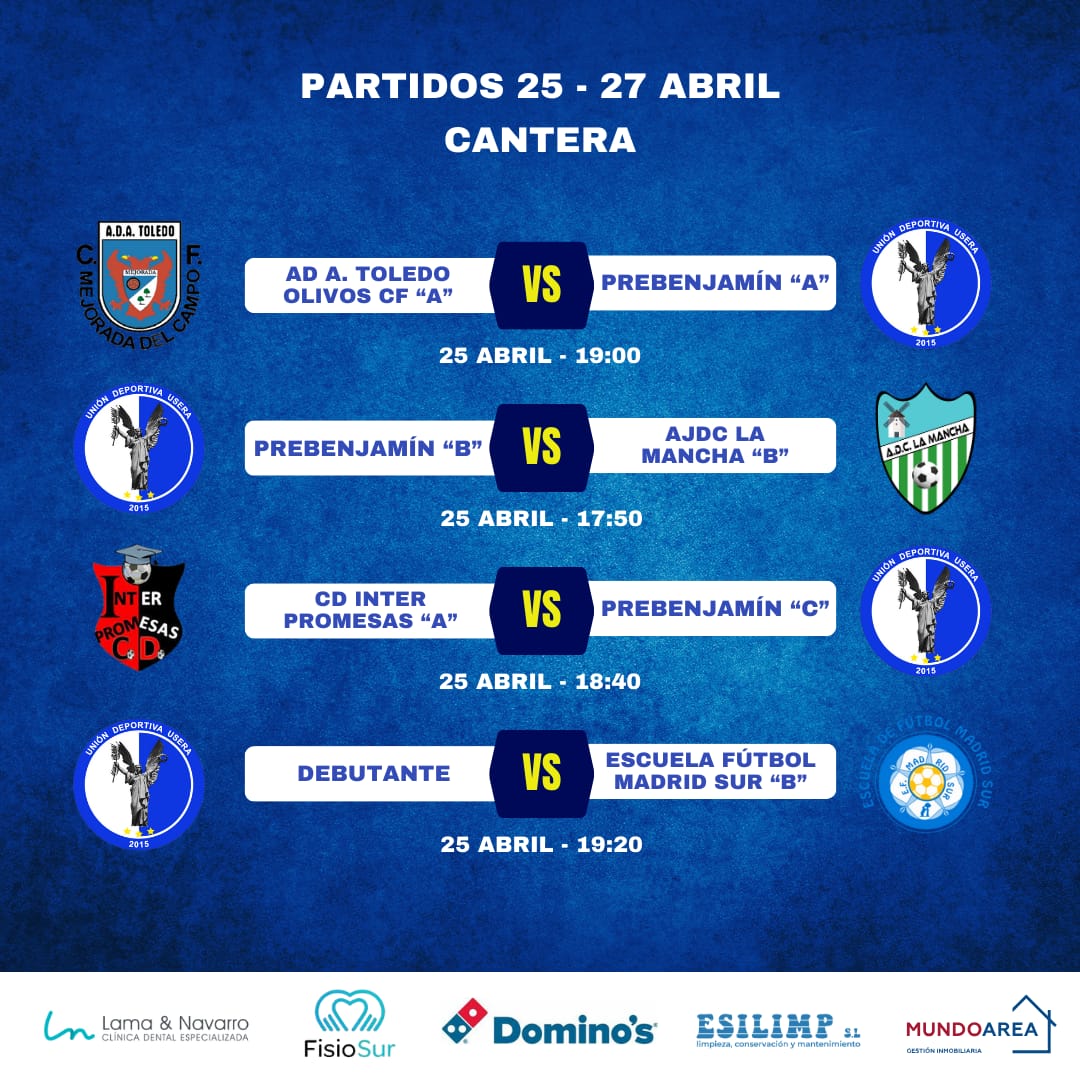 🔵⚪️Horarios de nuestra cantera para el fin de semana. ¡Vamos con todo! 💪🏼⚽

#UDU #Usera #vamoscontodo