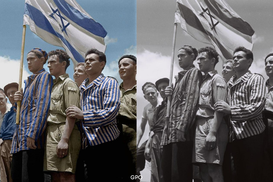 IsraelinPanama's tweet image. EN COLORES:
Sobrevivientes del Holocausto llegan al puerto de Haifa con la esperanza de empezar una nueva vida en su tierra ancestral.
Una generación que se levantó de las cenizas para ser nuevamente libres en su hogar milenario.
15 de julio, 1945. 📸 Kluger Zoltan /…