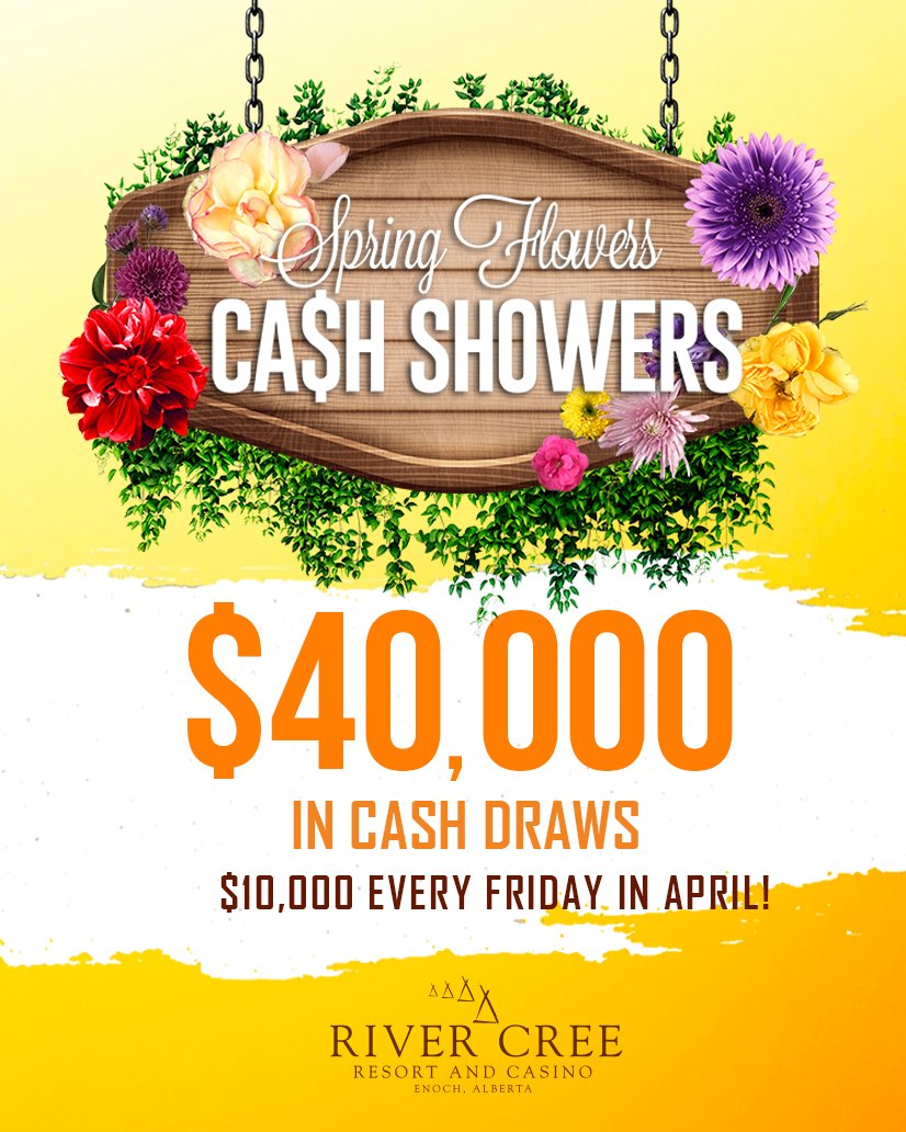 RiverCreeCasino's tweet image. Get ready for the FINAL Spring Flowers Cash Showers draw TONIGHT!! 
 This is the final $10,000 cash prize giveaway at 10:30 PM. 

Must be 18+

#CashPrizes #YEG #Edmonton #YEGCasino #RiverCree