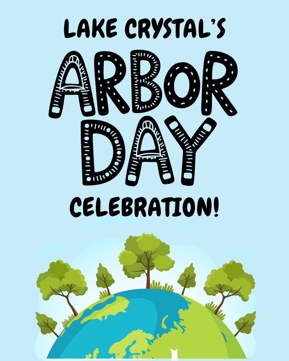 Head to Lake Crystal's 3rd Annual Arbor Day Celebration in Marston Park and City Hall from 1 PM to 5:30 PM! There will be food trucks, activities for children, lectures for adults, and more! Visit here to learn more: lakecrystalmn.org/index.asp?SEC=…