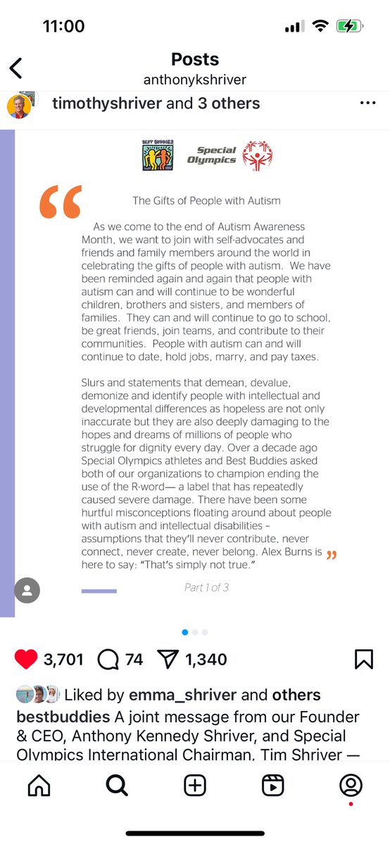 Mark_Shriver's tweet image. Excellent - - and TRUE!!- - statement from my brothers @TimShriver and @AnthonyKShriver about autism. See their entire statement on Instagram. Reminds me of the Dr. King quote: “It’s always the right time to do the right thing.” Hope others are listening!