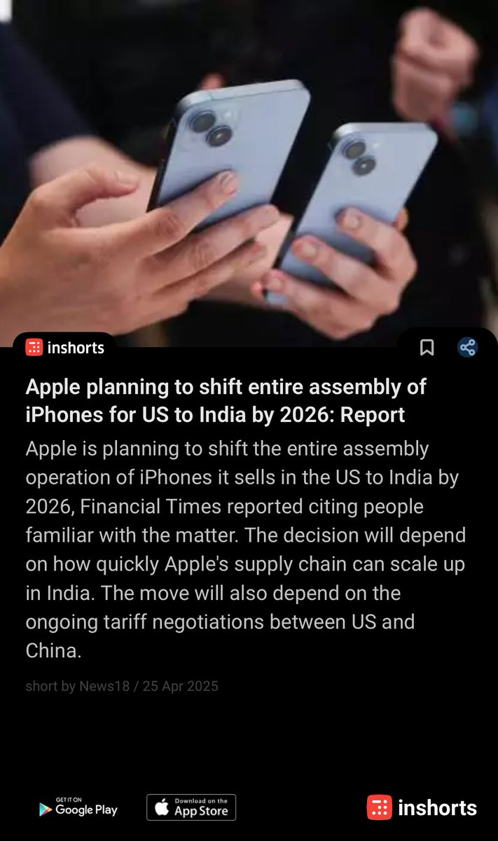 ⁦⁦<a href="/ankitatIIMA/">Dr. Shah</a>⁩ as said now its in headline to completely shift assembly in india by 2026! Now waiting for google microsoft headlines to come in media