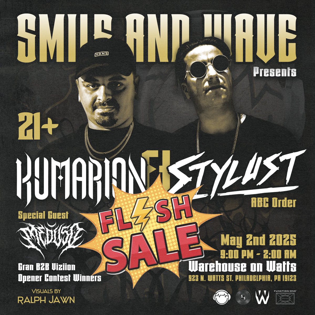 FLASH SALE WEEKEND! Use code SMILE at checkout to get $10 tickets now through Sunday for our show on May 2nd with <a href="/kumarionmusic/">Kumarion</a> <a href="/StylustBeats/">Stylust Tweets</a> and <a href="/Meduso_bass/">Meduso🪼</a> 

etix.com/ticket/p/68858…