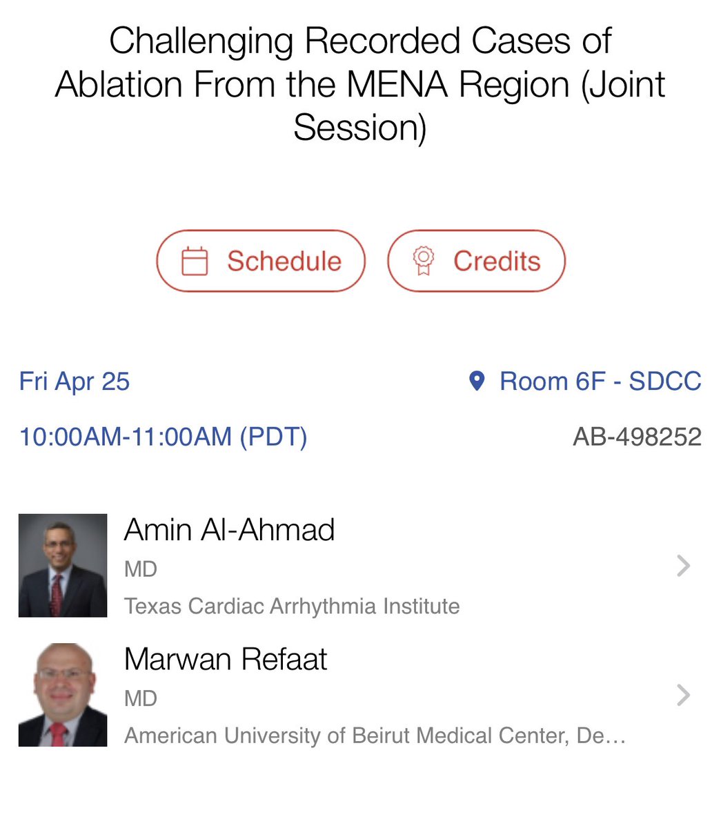 Prof Marwan Refaat (@drmarwanrefaat) on Twitter photo Honored to co-chair this joint <a href="/ArabHRS/">Arab HRS - Heart Rhythm Society</a> session on challenging #ablateVT & #SVT ablation cases with Dr <a href="/aalahmadmd/">Amin Al-Ahmad, MD</a> today. If you are at #HRS2025, you don't want to miss it at 10:00 am. Join us in room 6F! #Epeeps Honored to co-chair this joint <a href="/ArabHRS/">Arab HRS - Heart Rhythm Society</a> session on challenging #ablateVT & #SVT ablation cases with Dr <a href="/aalahmadmd/">Amin Al-Ahmad, MD</a> today. If you are at #HRS2025, you don't want to miss it at 10:00 am. Join us in room 6F! #Epeeps