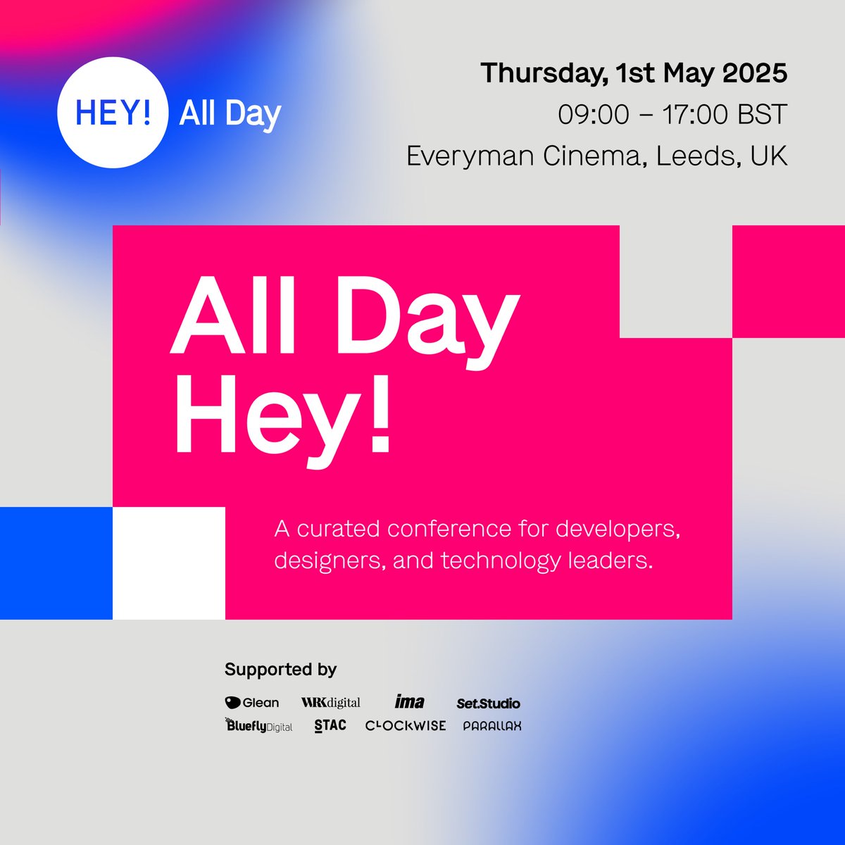 What a day we have lined up for you 🤩

Join us at All Day Hey! 2025 next week

⏰ 09:00-17:00 BST
🗓️ 1st May, 2025
📍 Everyman Cinema, Leeds
🔖 Curated single-track programme
🎙️ 8 industry-focused talks
🧃 Post-event networking with social

Final tickets: heypresents.com/conferences/20…