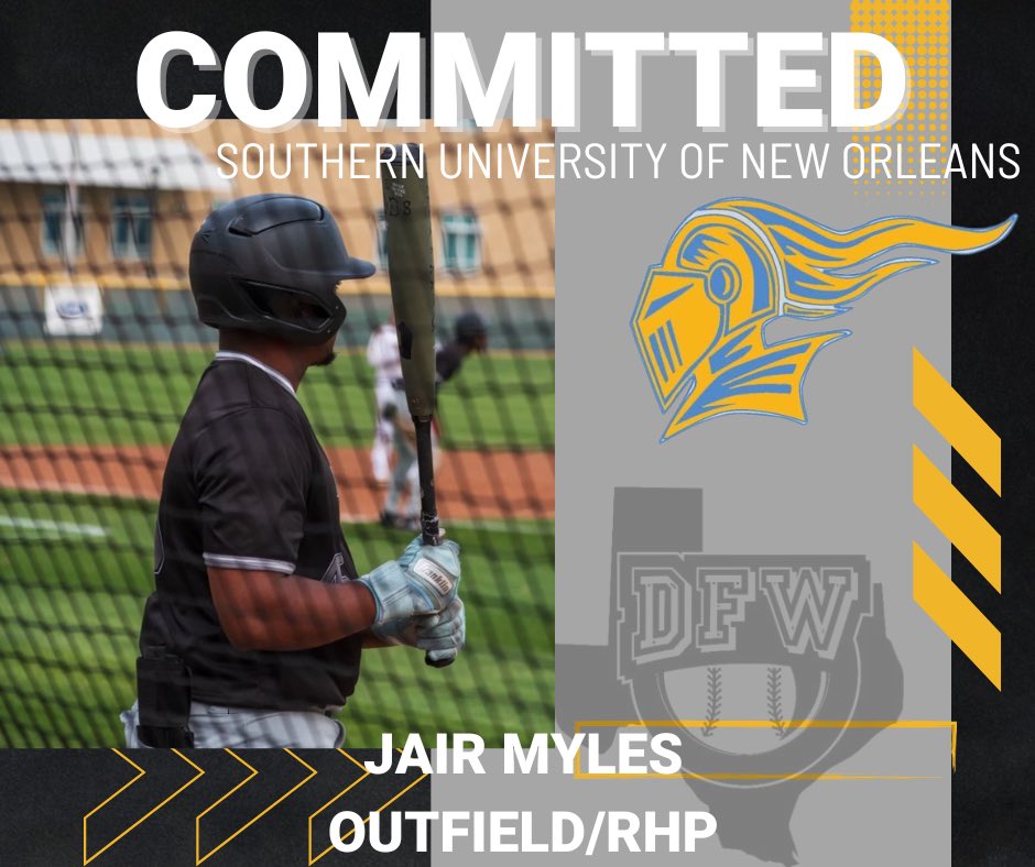 Davis Page (@coachpage_) on Twitter photo Congrats to <a href="/JairMyles2/">Jair Myles</a> on his commitment to #NAIA Southern University of New Orleans!
#DubCity <a href="/DFWPostGrad/">DFW Post Grad Baseball</a> <a href="/MattDeckerTPA/">Matt Decker</a> Congrats to <a href="/JairMyles2/">Jair Myles</a> on his commitment to #NAIA Southern University of New Orleans!
#DubCity <a href="/DFWPostGrad/">DFW Post Grad Baseball</a> <a href="/MattDeckerTPA/">Matt Decker</a>
