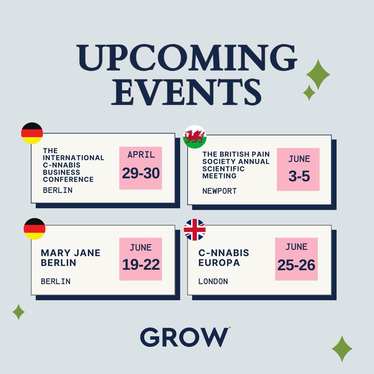 GROW® Group (@growgroupplc) on Twitter photo Here's where you can find the GROW Team over the coming months! To arrange a face-to-face meeting, please get in contact via hello@growgroupplc.com 🌱
#MedicalCannabis #ICBC #MaryJaneBerlin Here's where you can find the GROW Team over the coming months! To arrange a face-to-face meeting, please get in contact via hello@growgroupplc.com 🌱
#MedicalCannabis #ICBC #MaryJaneBerlin