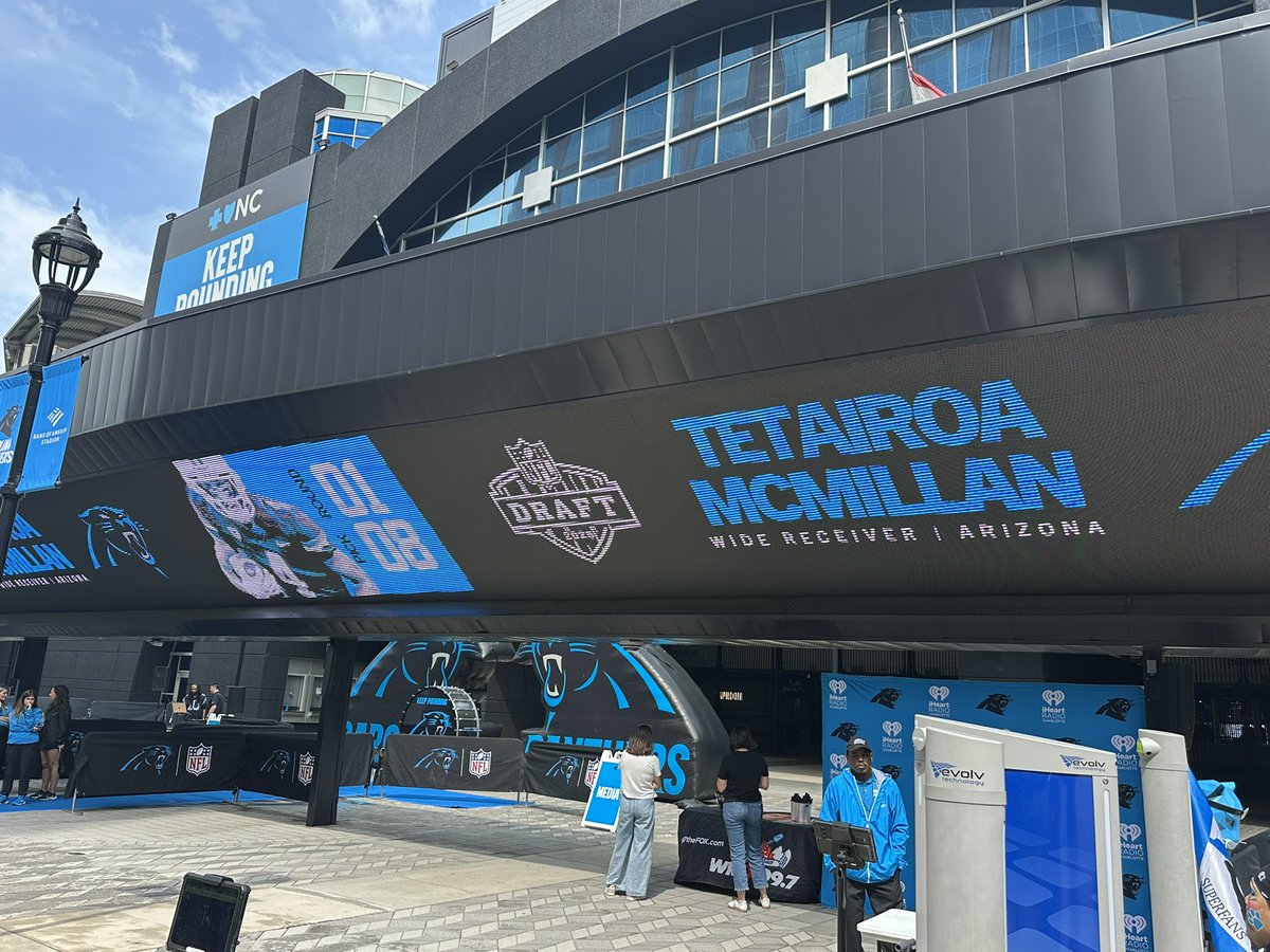 Alex Giles WBTV (@alexgilesnews) on Twitter photo Just arrived outside of <a href="/BankofAmerica/">Bank of America</a> Stadium - waiting for arrival of <a href="/Panthers/">Carolina Panthers</a> draft pick Tetairoa McMillan! About to go live with <a href="/Jorge_Andres_TV/">Jorge AndrĂŠs</a> on <a href="/WBTV_News/">WBTV News</a>! Just arrived outside of <a href="/BankofAmerica/">Bank of America</a> Stadium - waiting for arrival of <a href="/Panthers/">Carolina Panthers</a> draft pick Tetairoa McMillan! About to go live with <a href="/Jorge_Andres_TV/">Jorge AndrĂŠs</a> on <a href="/WBTV_News/">WBTV News</a>!