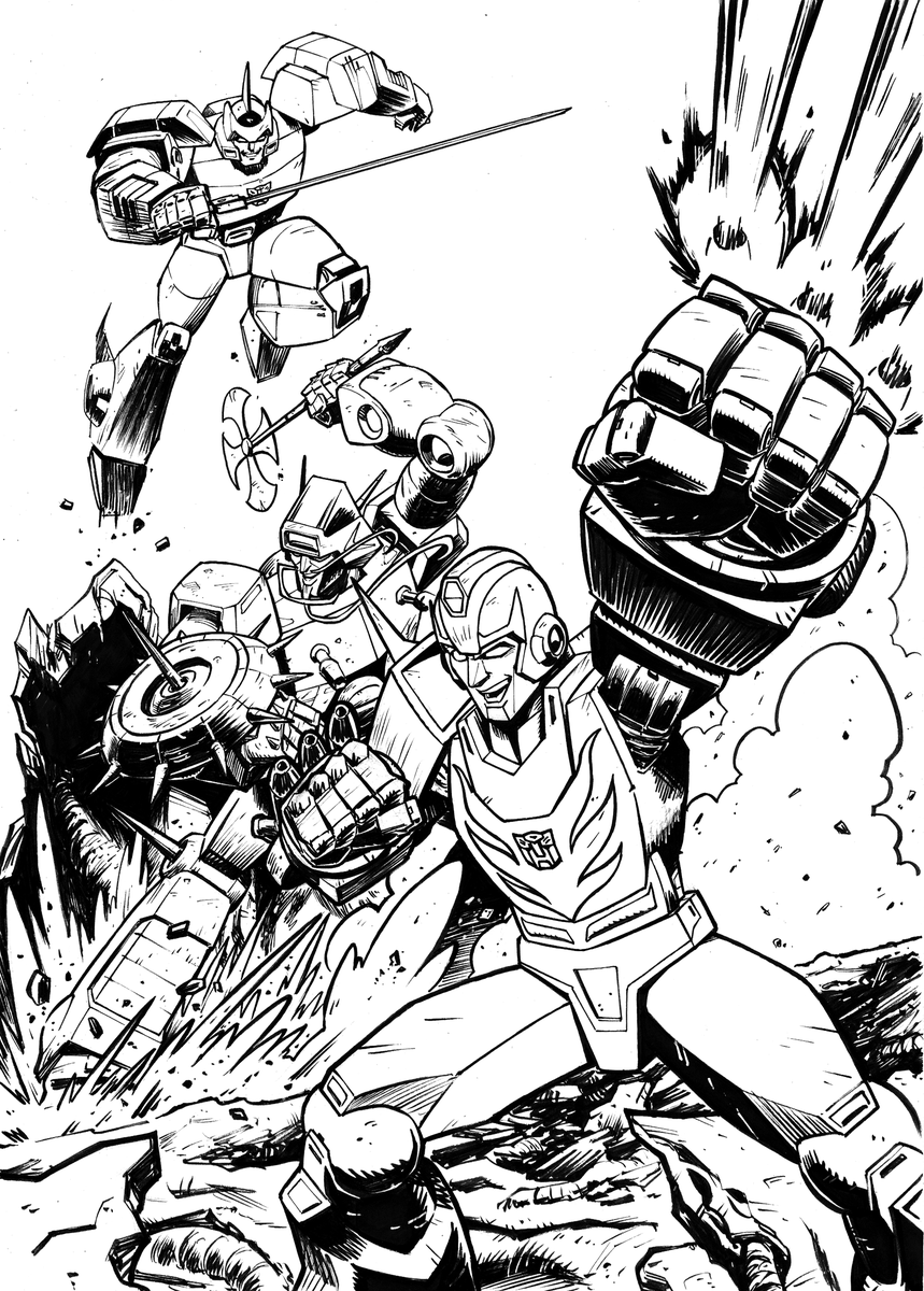 NickRoche's tweet image. Been itching to draw these guys together ever since I found out @Skybound's superb VOID RIVALS was adding Wreck-Gar to its roster alongside Hot Rod and Springer.  THEY'RE THE BEST ONES!