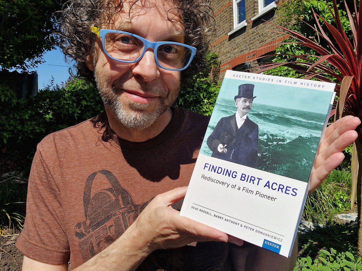 Domankiewicz's tweet image. It's a "pinch me" moment. "Finding Birt Acres" is my collaboration with two film historians (whose work I study for my PhD research!) about the first commercial filmmaker in Britain. What began as a transglobal lockdown conversation is now a physical reality from @UExeterPress!
