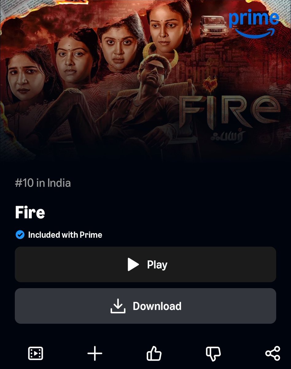 OTT Trackers (@ott_trackers) on Twitter photo Tops Prime Video India at No. 10 🏆
#Fire 🔥 (Tamil)
Now Streaming on <a href="/PrimeVideoIN/">prime video IN</a> !!
@Officialbalaji <a href="/IamChandini_12/">Chandini Tamilarasan</a> @Rachitha <a href="/ssakshiagarwal/">Sakshi Agarwal</a> @IamGayathrishan <a href="/JSKfilmcorp/">JSK Satishkumar</a>
#OTT_Trackers Tops Prime Video India at No. 10 🏆
#Fire 🔥 (Tamil)
Now Streaming on <a href="/PrimeVideoIN/">prime video IN</a> !!
@Officialbalaji <a href="/IamChandini_12/">Chandini Tamilarasan</a> @Rachitha <a href="/ssakshiagarwal/">Sakshi Agarwal</a> @IamGayathrishan <a href="/JSKfilmcorp/">JSK Satishkumar</a>
#OTT_Trackers