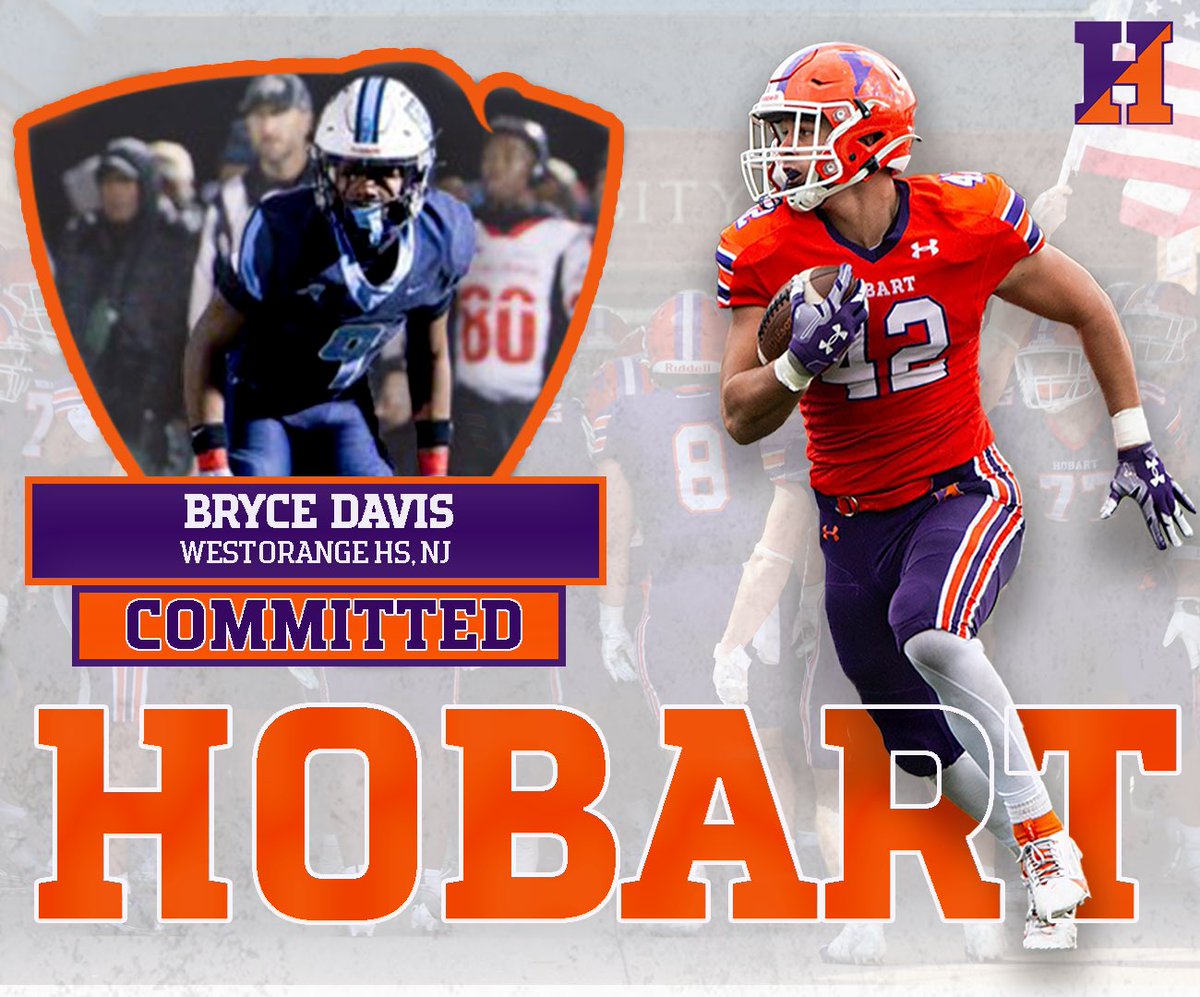 Welcome to the Hobart Football Family! 

🖋 Bryce Davis
🎓 West Orange High School, NJ  

#TheHobartWay