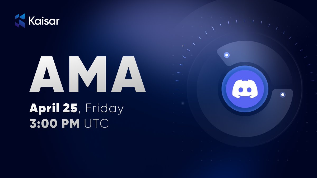 KaisarNetwork's tweet photo. Kaisarians, you’re invited to an AMA hosted on our Discord, where you can meet the team and ask questions.

When? Today, April 25 - 3:00 PM UTC.

To participate, join our Discord server and go to the big-announcements channel, where you’ll see a link to the live event. https://t.co/usghorxje8