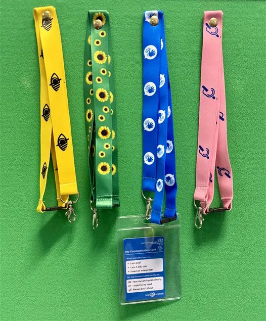 Accessibility Lanyards 👀🌻✋🤚👂
We now have 4 accessibility lanyards available at the reception desks at QH &amp; KGH.
They include: Visually impaired, Hidden disabilities, Deaf/BSL user and Hard of hearing.