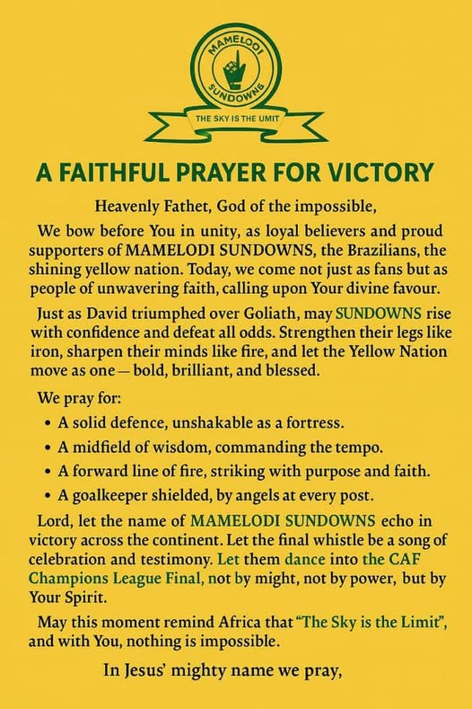 hjmaluks's tweet photo. #TotalEnergiesCAFCL #ItComingHome We are Sundowns Always and Forever Asijiki! 

The Time is Now, Lets Go Yellow Nation #AfricanDerby North Vs South, Red Vs Yellow, Ahly Vs Downs a Battle of Capital Cities! 

Lord We Thank you Amen... https://t.co/pTQFOAVL5R