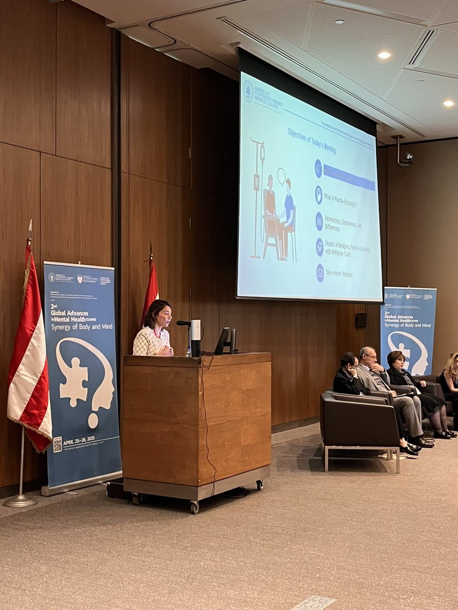 Psychiatry_AUBMC (@aubmcpsychiatry) on Twitter photo Dr. <a href="/RanaYamout1/">Rana Yamout</a> excelled in giving a presentation in the #PsychoOncology symposium on bridging #PalliativeCare and psycho-oncology approaches when treating cancer patients 🩺 #GAMH2025 Dr. <a href="/RanaYamout1/">Rana Yamout</a> excelled in giving a presentation in the #PsychoOncology symposium on bridging #PalliativeCare and psycho-oncology approaches when treating cancer patients 🩺 #GAMH2025