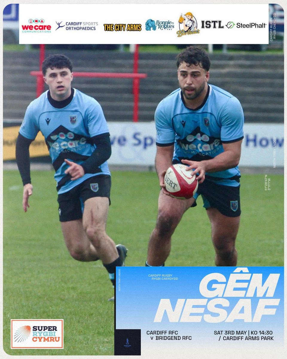 Cardiffrfc (@cardiff_rfc) on Twitter photo GรM NESAF | NEXT MATCH
๐ <a href="/bridgendravens/">Bridgend Ravens</a>
๐ <a href="/SuperRygbiCymru/">Super Rygbi Cymru</a> Quarter Final
๐๏ธ <a href="/ArmsParkCardiff/">Cardiff Arms Park</a>
๐ Sat 3rd May | KO 14:30
๐๏ธ eticketing.co.uk/cardiffrugby/Eโฆ
#YmlaenCaerdydd #BlueAndBlacks ๐๐ค GรM NESAF | NEXT MATCH
๐ <a href="/bridgendravens/">Bridgend Ravens</a>
๐ <a href="/SuperRygbiCymru/">Super Rygbi Cymru</a> Quarter Final
๐๏ธ <a href="/ArmsParkCardiff/">Cardiff Arms Park</a>
๐ Sat 3rd May | KO 14:30
๐๏ธ eticketing.co.uk/cardiffrugby/Eโฆ
#YmlaenCaerdydd #BlueAndBlacks ๐๐ค