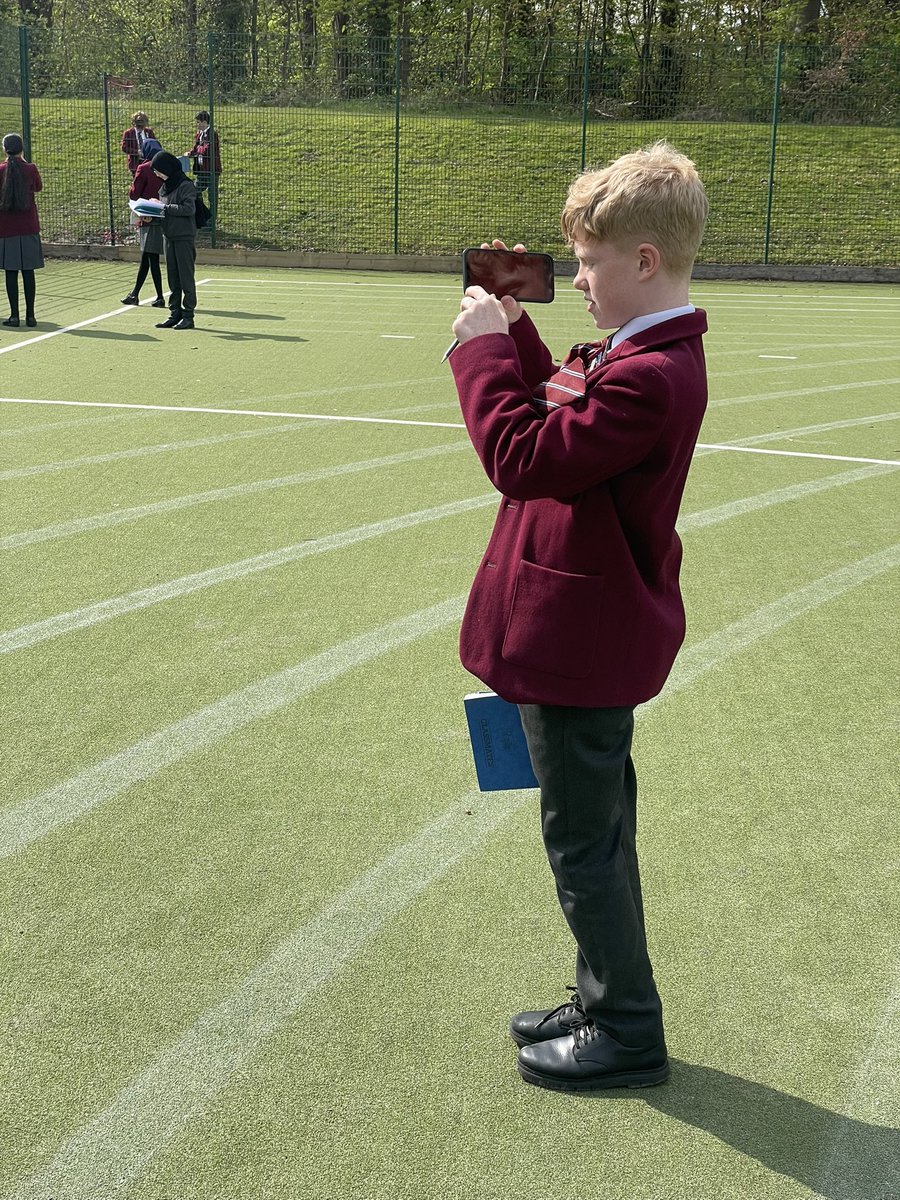 Mr Eaglesham’s class are outside doing some real-world calculations to find the height of different objects using the Tan Ratio 📐