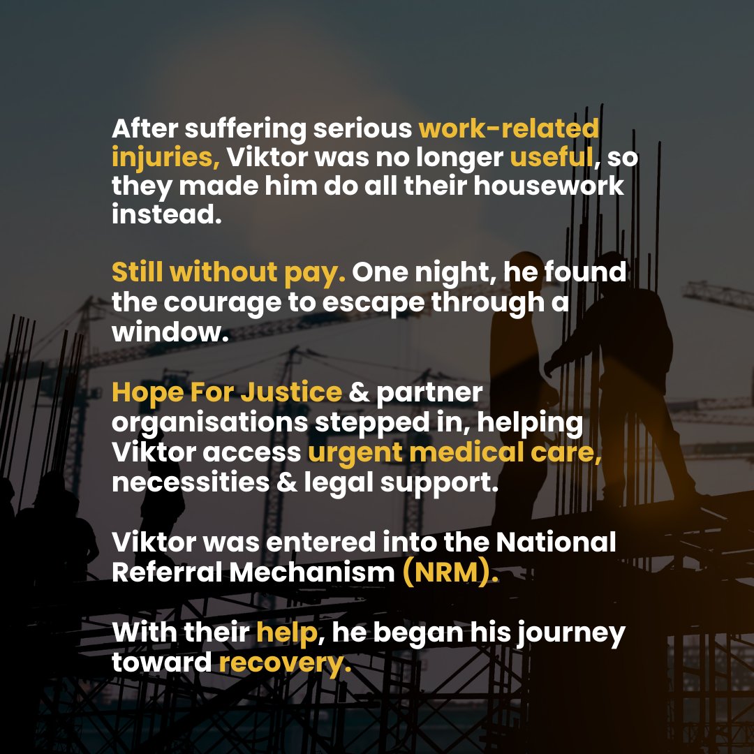 The Anti-Slavery Collective (@tasc_org) on Twitter photo Viktor was trafficked to the UK with false promises, his ID was stolen, he was forced into brutal labour, and trapped for four years. Beaten if he resisted, he finally escaped through a window. 🔗tinyurl.com/46pb3n84 <a href="/Hopeforjustice/">Hope for Justice</a>
#theantislaverycollective Viktor was trafficked to the UK with false promises, his ID was stolen, he was forced into brutal labour, and trapped for four years. Beaten if he resisted, he finally escaped through a window. 🔗tinyurl.com/46pb3n84 <a href="/Hopeforjustice/">Hope for Justice</a>
#theantislaverycollective