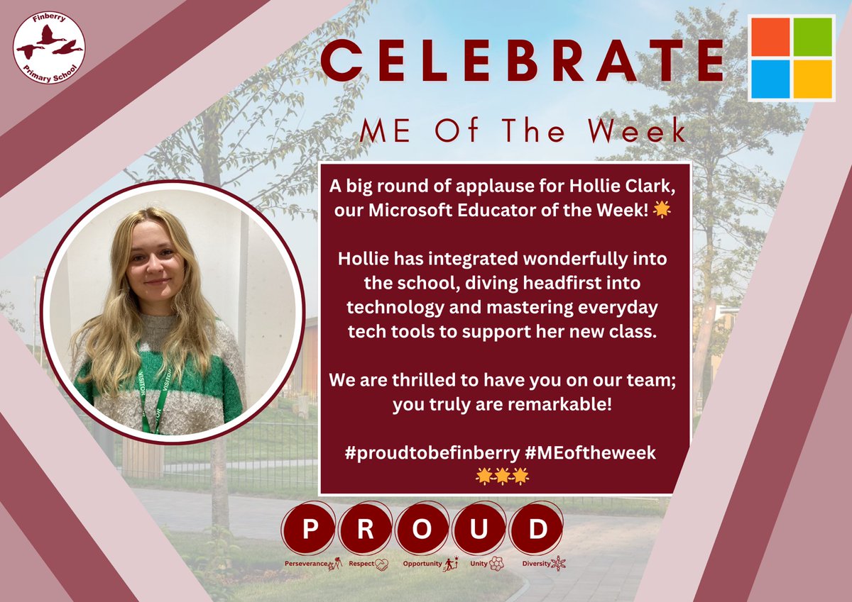 Finberry Primary School (@finberryprimary) on Twitter photo π Applause for Hollie Clark @FinberryPrimary for jumping into her new role and mastering <a href="/Microsoft365/">Microsoft 365</a> tech to support her class. A true team player! π» #MEoftheWeek #MIEExpert @MicrosoftEdu #ProudToBeFinberry π Applause for Hollie Clark @FinberryPrimary for jumping into her new role and mastering <a href="/Microsoft365/">Microsoft 365</a> tech to support her class. A true team player! π» #MEoftheWeek #MIEExpert @MicrosoftEdu #ProudToBeFinberry