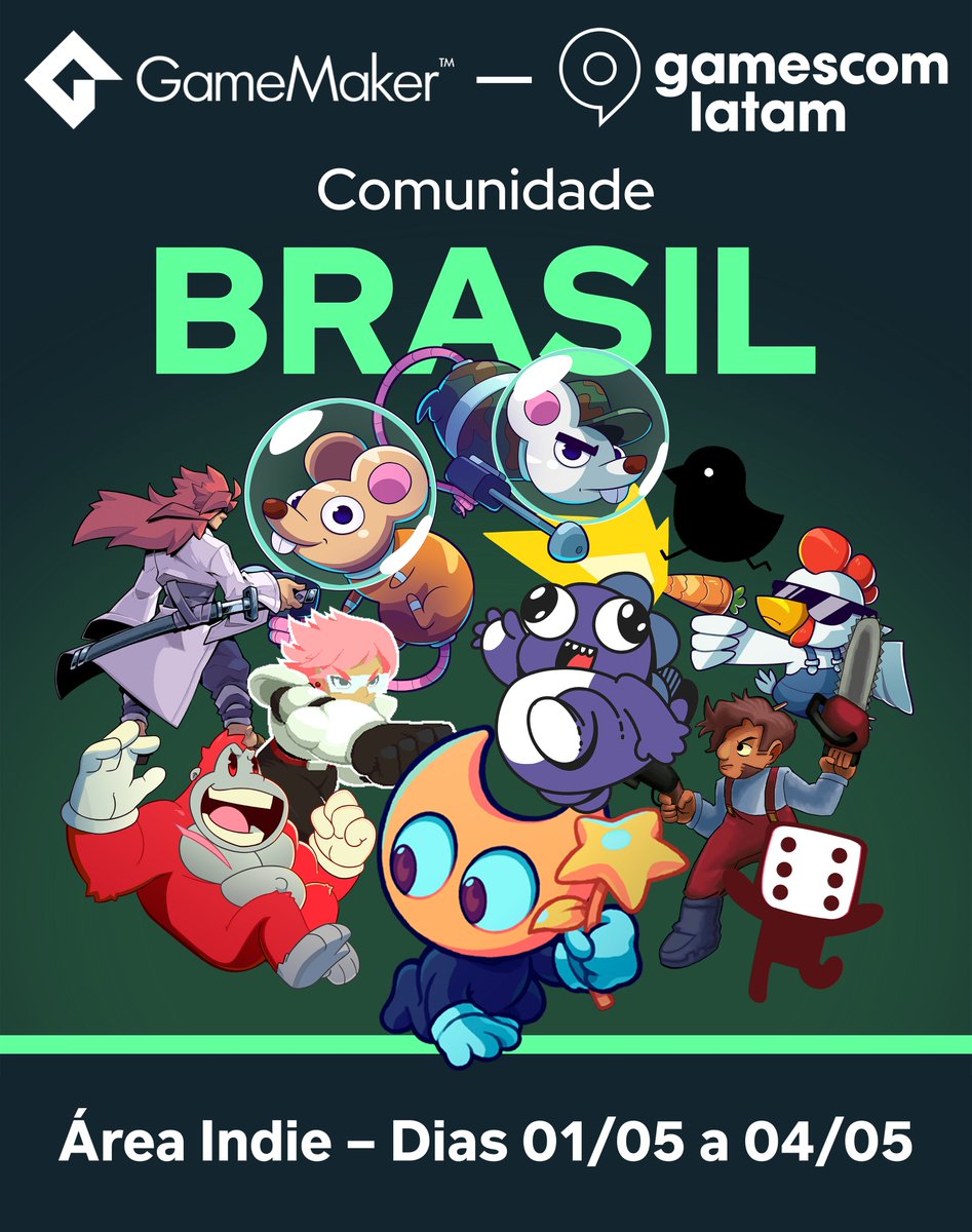 Gagonfe's tweet image. 🕹️GameMaker na Gamescom LATAM 🕹️
Passando pra compartilhar que eu vou estar mostrando meus jogos e jogos de outros devs indies brasileiros feitos no #GameMaker na Gamescom!
Aparece por lá pra jogar uns joguinhos e poder trocar uma ideia com uns devs maravilhosos ❤❤