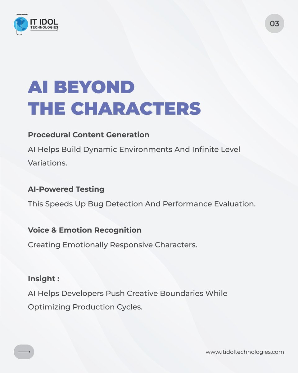 itidoltech's tweet photo. 🎮 AI is changing the game — literally.

From smarter NPCs to dynamic storytelling, #artificialintelligence is making gameplay more immersive, intelligent, and personal.

#AIinGaming #GameDev #SmartGaming #TechInGames #GamingInnovation #AIbasedGame  #itidoltechnologies #usa https://t.co/52UqE0av8M