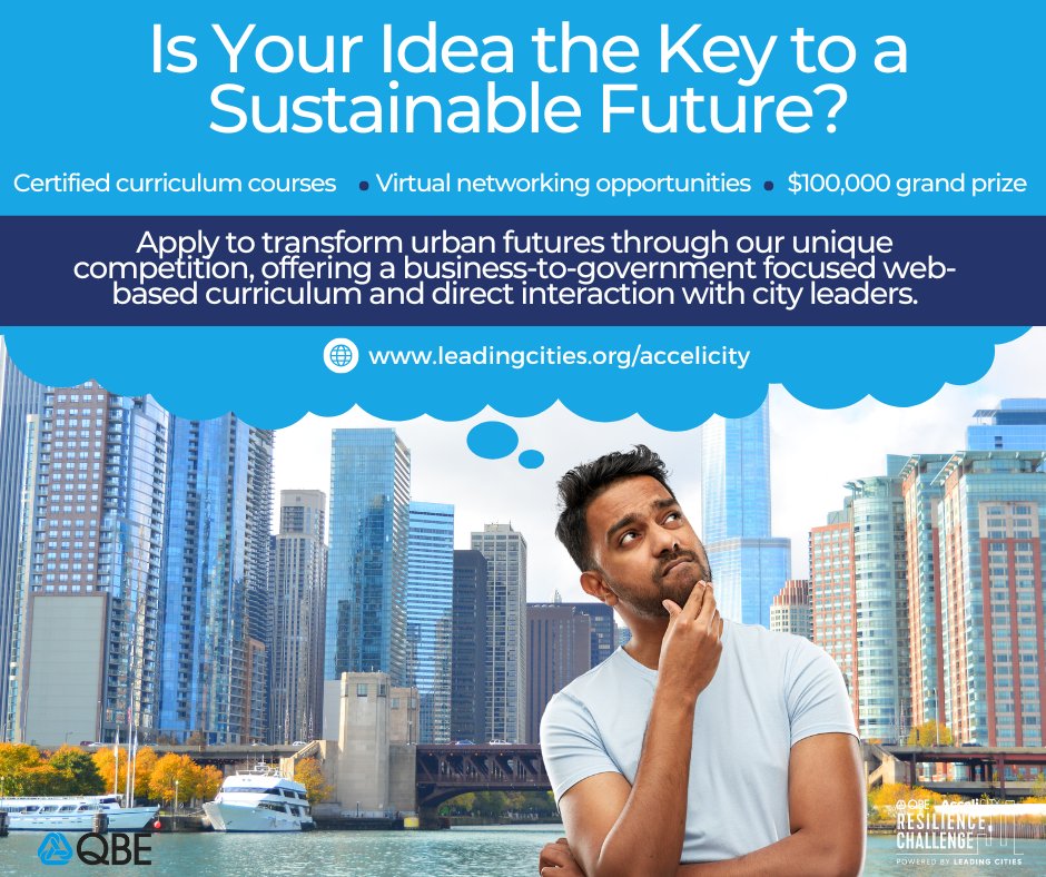 bee smart city GmbH (@beesmartcity) on Twitter photo For all #smartcity #govtech #urbantech #cleantech and #sustainability startups: Don't miss out on the opportunity to apply for the QBE AcceliCITY Resilience Challenge! Applications close on April 30th! bit.ly/3YQoXSL
<a href="/LeadingCities/">LeadingCities</a> #QBE #AcceliCity #smartcities For all #smartcity #govtech #urbantech #cleantech and #sustainability startups: Don't miss out on the opportunity to apply for the QBE AcceliCITY Resilience Challenge! Applications close on April 30th! bit.ly/3YQoXSL
<a href="/LeadingCities/">LeadingCities</a> #QBE #AcceliCity #smartcities