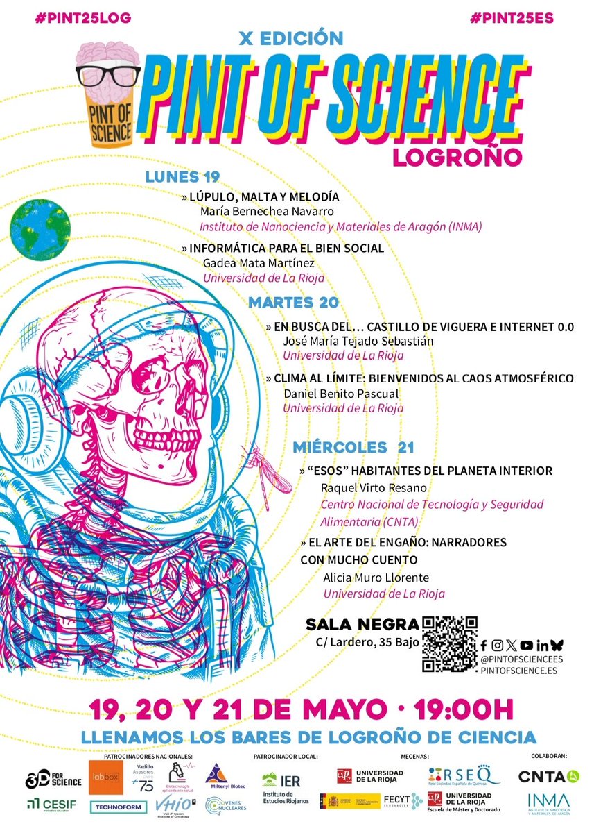 Patricia R (@_argi_) on Twitter photo Planazo para los días 19, 20 y 21 de mayo! 🎉 Vente a <a href="/LaSalaNegra/">Sala Negra</a> a disfrutar del festival <a href="/pintofscienceES/">Pint of Science ES</a> en #Logroño. Ciencia para todos los públicos mientras tomas algo con tus colegas. Elige tu día o mejor, vente a todos!!!👇🏻👇🏻👇🏻
#pint25LOG #pint25ES Planazo para los días 19, 20 y 21 de mayo! 🎉 Vente a <a href="/LaSalaNegra/">Sala Negra</a> a disfrutar del festival <a href="/pintofscienceES/">Pint of Science ES</a> en #Logroño. Ciencia para todos los públicos mientras tomas algo con tus colegas. Elige tu día o mejor, vente a todos!!!👇🏻👇🏻👇🏻
#pint25LOG #pint25ES