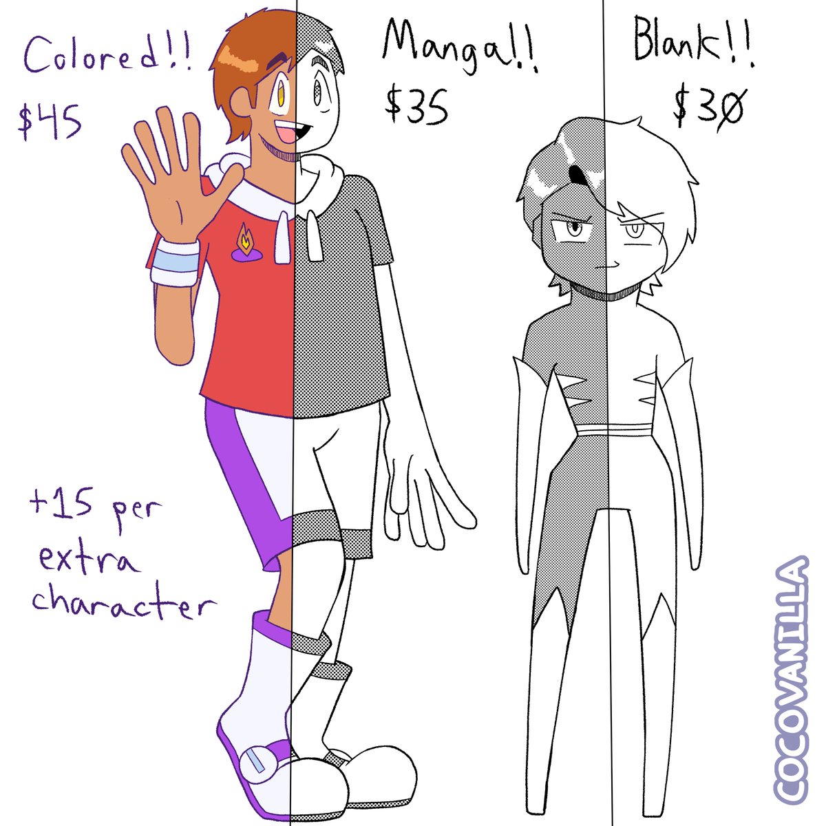 CocoDaVampire53's tweet image. I'm opening commissions, guys! DM me if interested! Some notes:
-Don't initiate a DM with only a greeting; state your business going in
-OC reference(s) required (pose ref also recommended) -Tips not required, but appreciated
-Be patient for replies back!
-NO BLUE TICKS!!!