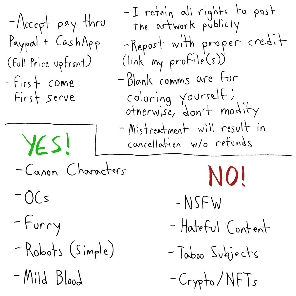 CocoDaVampire53's tweet image. I'm opening commissions, guys! DM me if interested! Some notes:
-Don't initiate a DM with only a greeting; state your business going in
-OC reference(s) required (pose ref also recommended) -Tips not required, but appreciated
-Be patient for replies back!
-NO BLUE TICKS!!!
