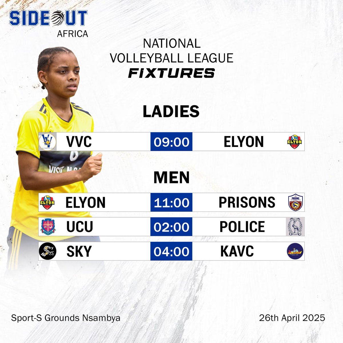 Saturday Volleyball Action🏐
Men's action will dominate the day in Nsambya, let's be there.

#SideOutAfrica | #NVL25