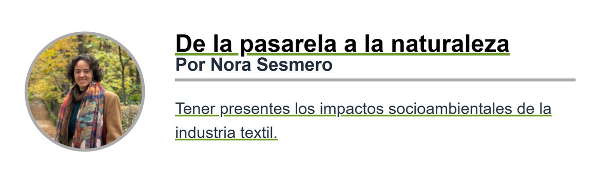 Arturolarena's tweet image. Esta semana en nuestro boletín #PlanetaSostenible, la nueva entrega de &quot;De la pasarela a la naturaleza&quot; en la blogosfera de @EFEverde por @norasesmero  6fdk.r.bh.d.sendibt3.com/mk/mr/sh/6rqJ8…
Reflexión sobre los impactos socioambientales de la industria textil.
#Sostenibilidad #ModaResponsable