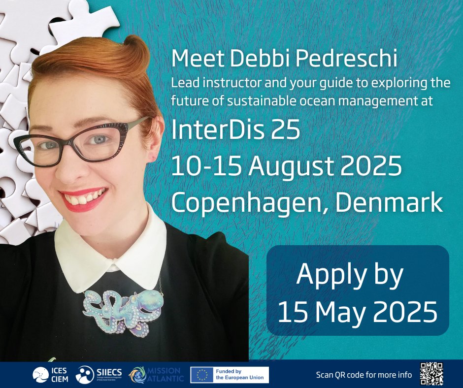 Join us for an inspiring journey in August at #InterDis summer school 2025. 
Debbi Pedreschi will be your guide as you explore integrated ecosystem assessments - an interdisciplinary tool for ecosystem-based marine management🔔Applications close 15 May
ices.dk/news-and-event…