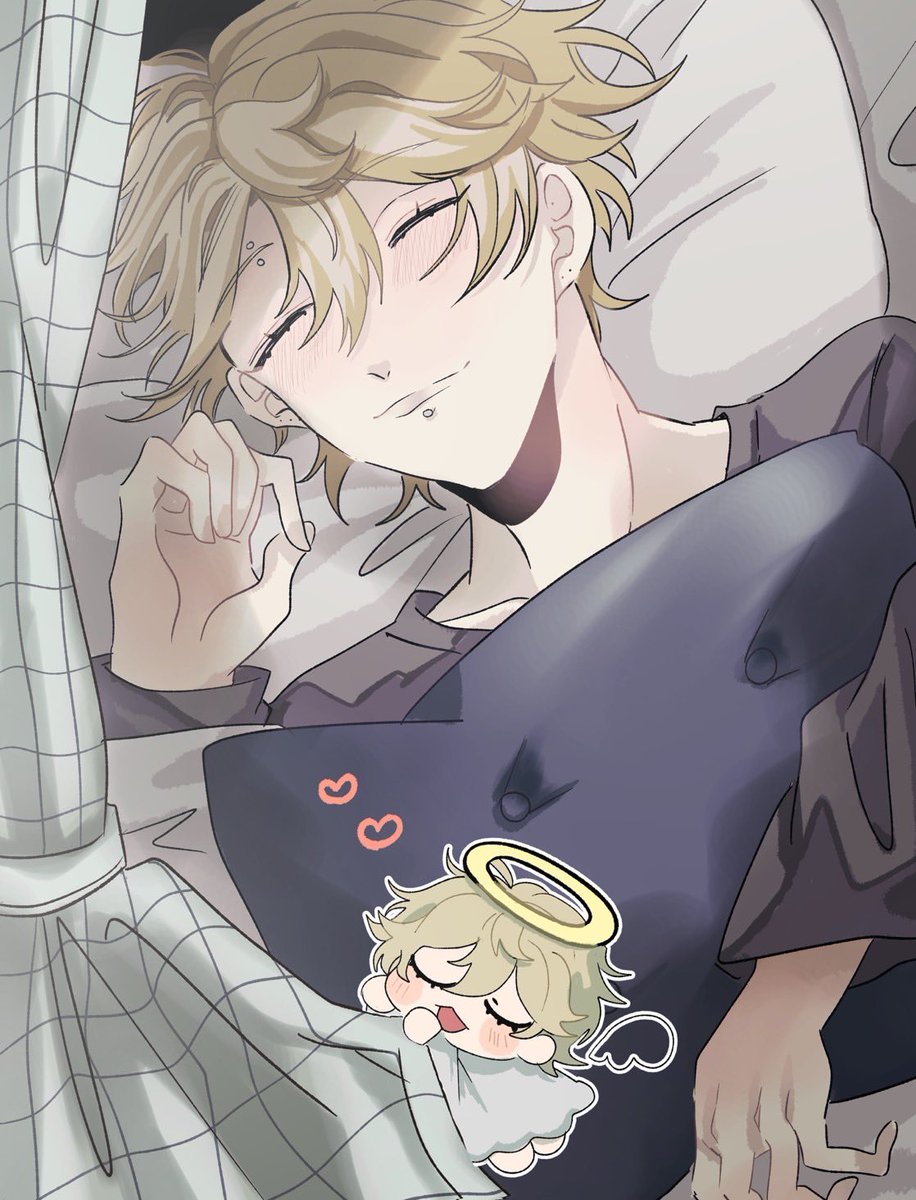 honey_xoxo1214's tweet photo. 北壱さん（@k1ta1_ ）にお願いしていた「かけるくん、」の10,000DL記念イラストが完成しました👏👏
皆さん本当にありがとうございます！！🎉

あなたの傍だとぐっすり眠れるかけめろの幸せいっぱいな寝顔👼💕💤 https://t.co/bsBB9gpnil