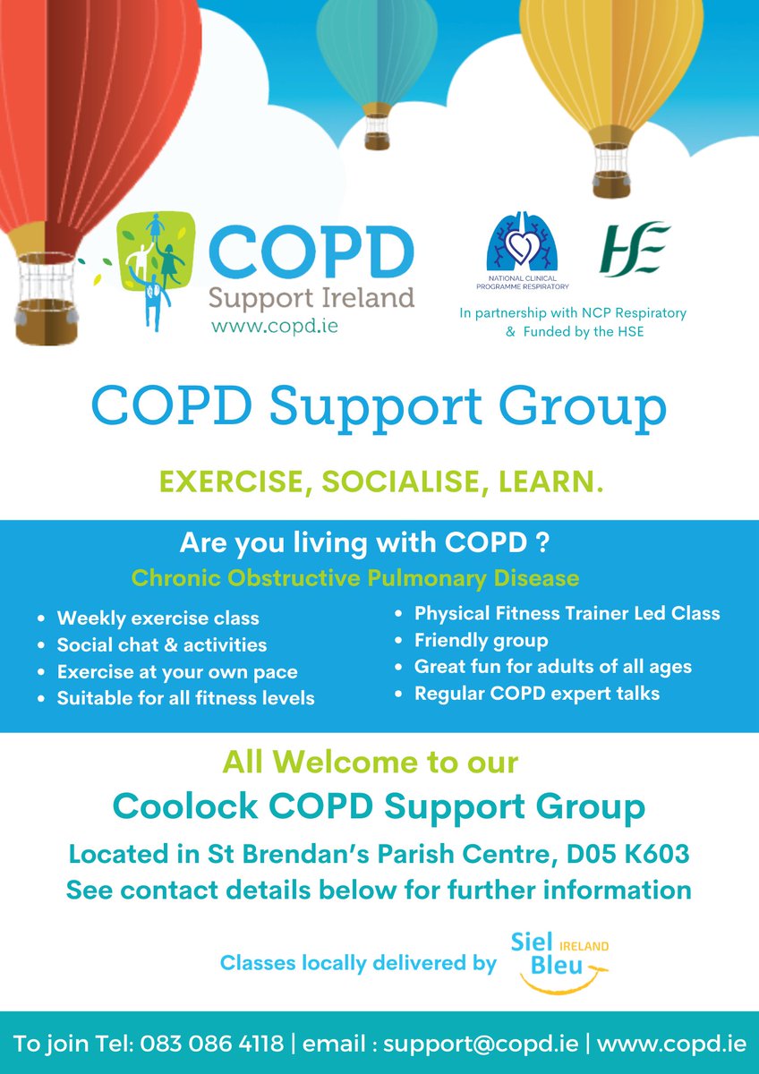 COPD Support Ireland (@copdsupportire) on Twitter photo Are you living in the Coolock area or nearby? Do you have a diagnosis of COPD? If so, you are welcome to our new Support Group starting on Monday 12th May at 11am. Contact support@copd.ie to register. <a href="/HSECHODNCC/">HSE CHO DNCC</a> <a href="/CarolinePepSMS/">CarolinePep</a> <a href="/MaeveSorohan/">Maeve Sorohan</a> <a href="/NCPRespiratory1/">@NCPRespiratory</a> Are you living in the Coolock area or nearby? Do you have a diagnosis of COPD? If so, you are welcome to our new Support Group starting on Monday 12th May at 11am. Contact support@copd.ie to register. <a href="/HSECHODNCC/">HSE CHO DNCC</a> <a href="/CarolinePepSMS/">CarolinePep</a> <a href="/MaeveSorohan/">Maeve Sorohan</a> <a href="/NCPRespiratory1/">@NCPRespiratory</a>