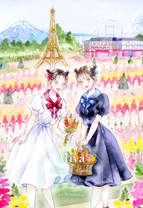 富士急グループ周遊ラリーにて、ノベルティ用イラストを描かせていただきました富士芝桜まつりリサとガスパールタウン(富士急ハイランド)鳴沢氷穴ポストカードを集めて、限定クリアファイルがもらえますご参加方法はスレッドにて#イラスト #透明水彩 #芝桜 