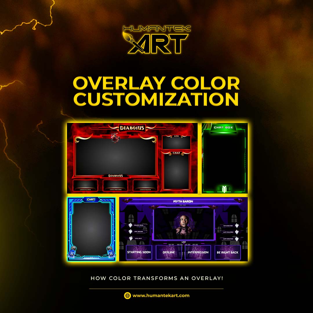 HUMANTEKART's tweet image. Color can change everything!🌈Check out how different overlays can elevate your stream. Ready to customize yours? 
Contact us today! humantekart.com

 #ColorTransformation #OverlayArt #CustomOverlays #HumantekArt #Streamer #GamingDesign #VisualStyle #Twitch