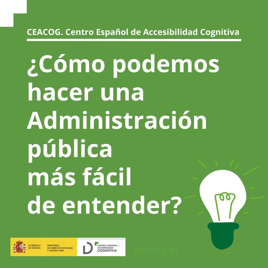ceacog's tweet image. 🤔¿Cómo hacer una Administración pública más fácil de entender?

Desde el CEACOG proponemos 4 acciones claves:
➡️Documentos en #LecturaFácil
➡️Edificios en los que orientarse sea fácil
➡️Páginas web fáciles de usar
➡️Formación al personal

#AccesibilidadCognitiva