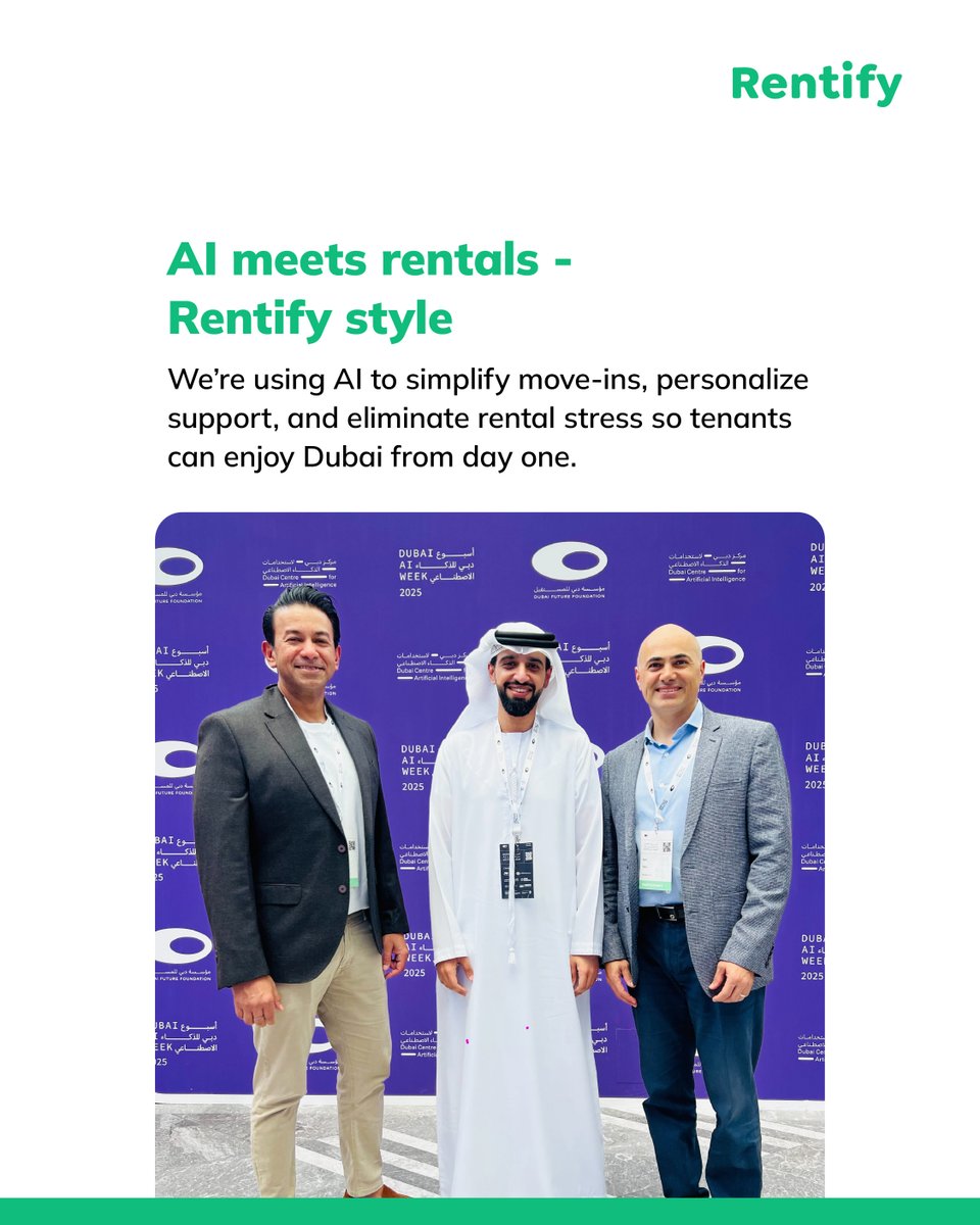 GoRentify's tweet photo. At Dubai AI Week 2025, We didn’t just imagine the future of renting; we saw how closely it aligns with what we’re already building at Rentify.
Here’s a glimpse into the week that inspired and reaffirmed our journey.
#DubaiAIWeek #Rentify #SmartRenting #DubaiTech #LifeinDubai https://t.co/LRYVOKJAJ4