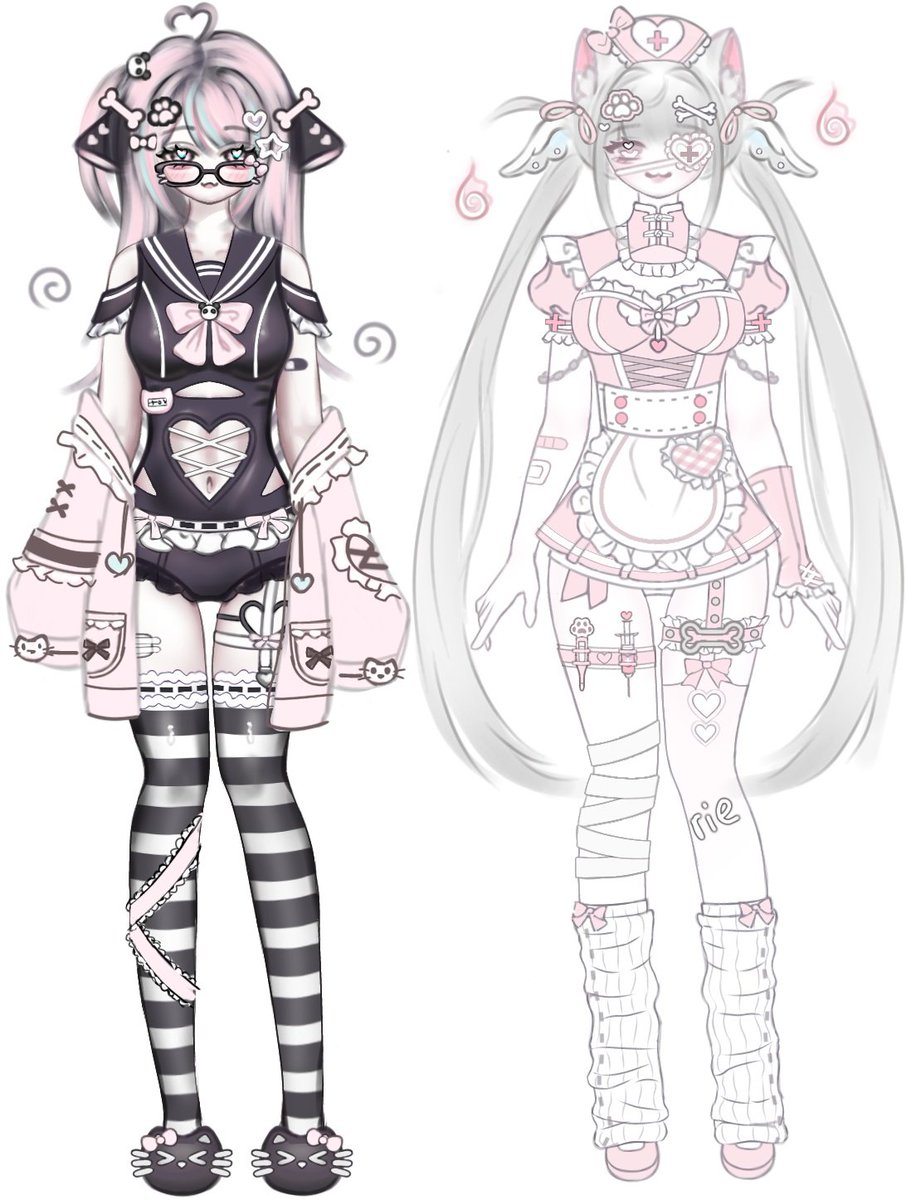 00_riie's tweet photo. 🎀🦴 ꩜.ᐟ (customs r also open)

lamb ~ $150
dog ~ $140

+$50 for: ref sheet, comm use, alt hair ^^ 
#adoptable #characterdesign #vtuber #VTuber甲子園2025 https://t.co/m3tXP2OBTT
