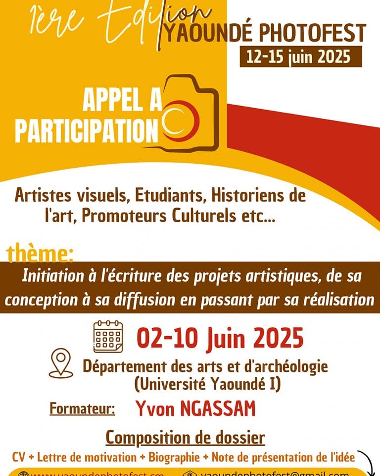 adambita237's tweet photo. Du 02 au 10 juin 2025 à Yaoundé, en prélude au festival de photographie "Yaoundé PHOTOFEST"
Date: du 02 au 10 juin 2025
Lieu: Département des arts et d'archéologie de l'université de Yaoundé I.
Concernés: les curieux😉

https://t.co/F0QttrROaE
#artforthehumans #yvonngassam https://t.co/0RUQopGMht