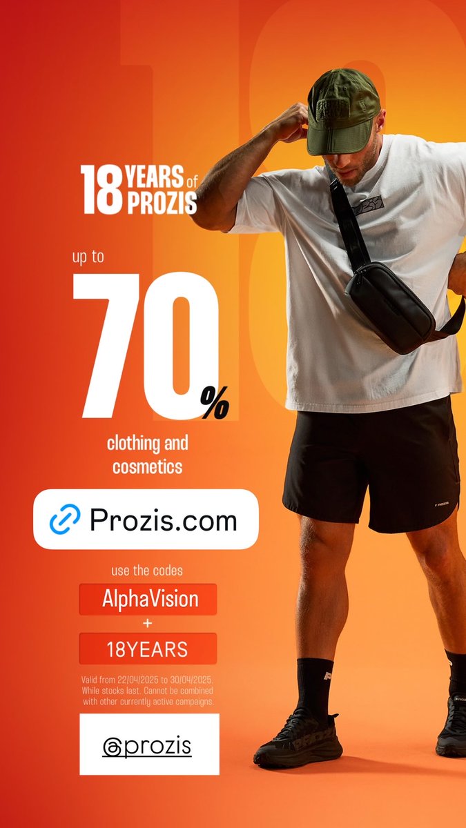 alphavision_nl's tweet photo. My sponsor @Prozis is going crazy right now:
🔥70% off on gym clothing
💊10% off supplements
🎁Free AlphaVision goodies
Use code:
➡️ #alphaVision + #18years in the coupon section
👉 https://t.co/4XwriAUfXX
Do @ChadzOnHBAR need their own discount code in the future? 👀💥 https://t.co/MpoVAT353g