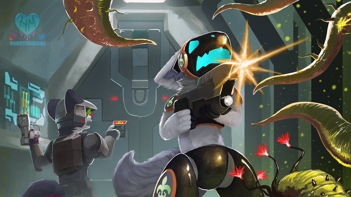 It's like a little version of the Library. 
Lots of fun painting this one, it's been a little while since I've last worked on a Halo painting. 

Commission for: <a href="/smisherton/">glorbus freebus</a> 

#furry #protogen