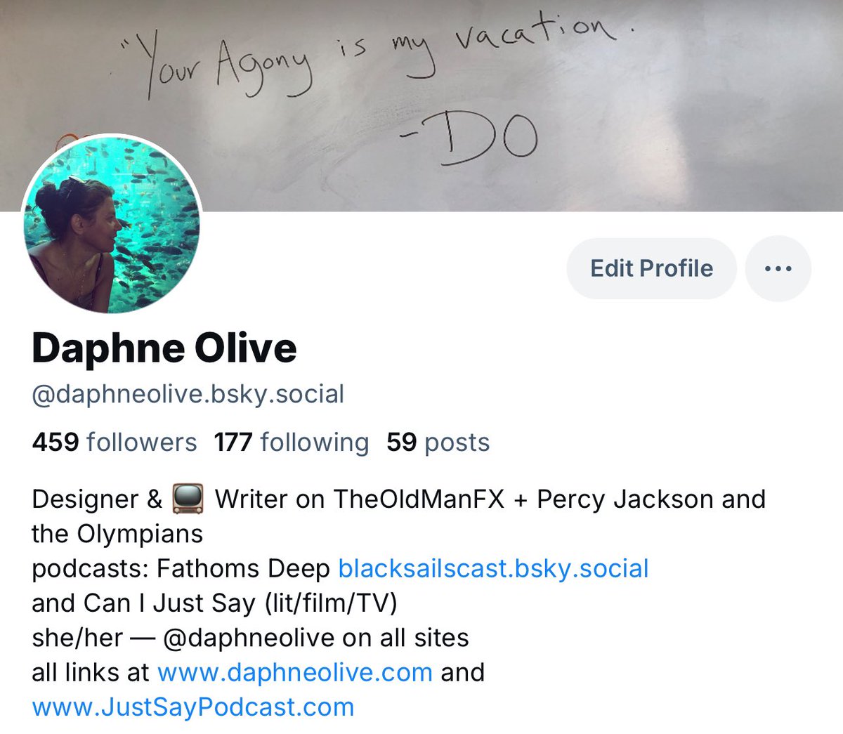 I’m not closing my accounts, espeically because <a href="/BlackSailsCast/">Fathoms Deep Podcast</a> exists as a fabulous archive of the Black Sails fandom antics we got up to in our podcasting days. But the other place is finally more fun for me. So I may actually start posting there instead
bsky.app/profile/daphne…