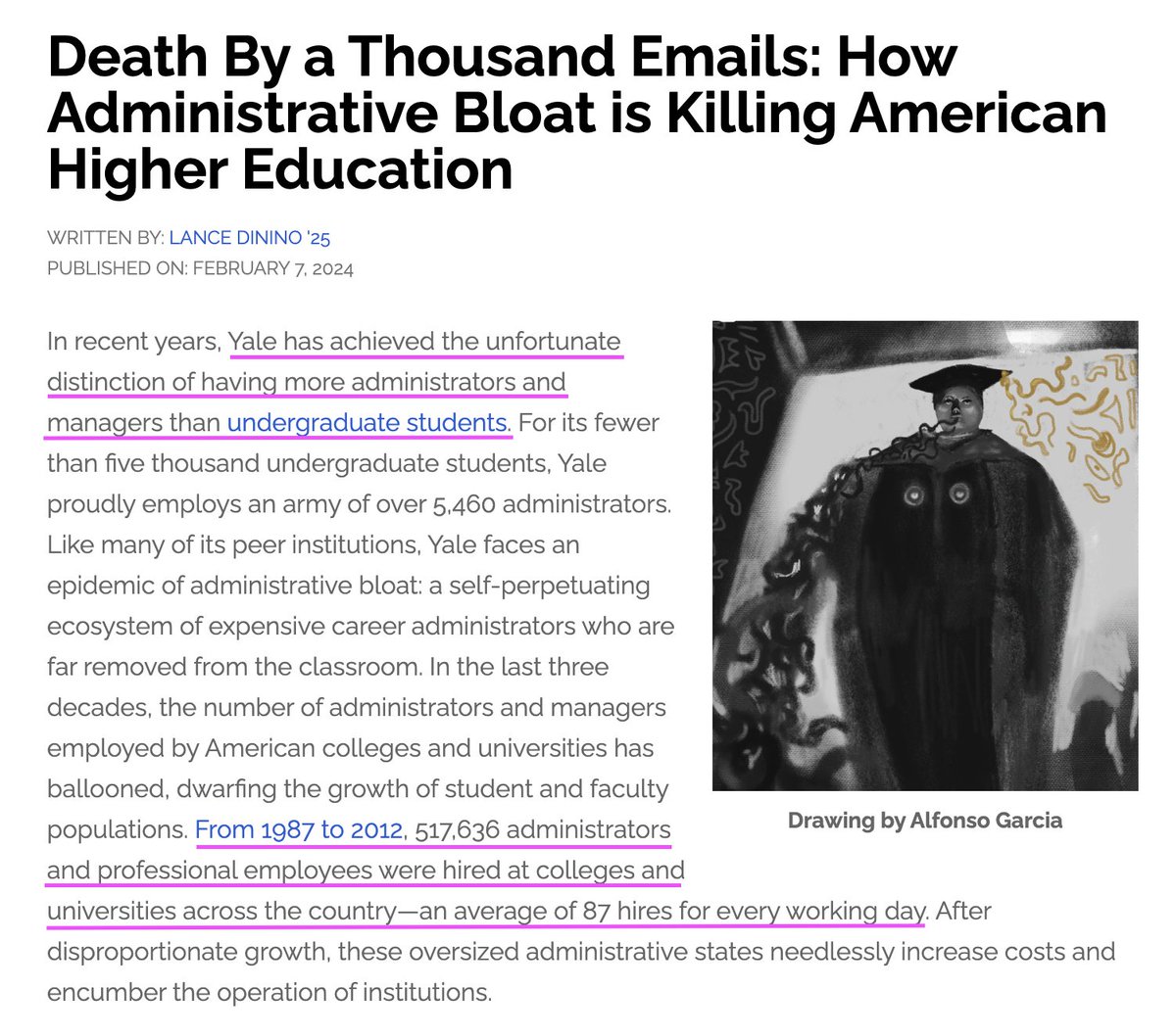 Jude_62's tweet image. When I was in college, we had one building with a few administrators. @Yale now has more administrators than undergraduate students. Let that sink in. The waste, the cost, the hegemonic groupthink of all bloated institutions. No one is smarter for it.