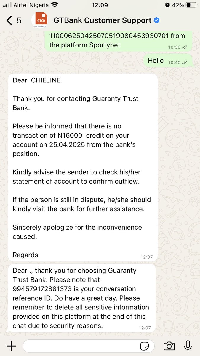 Doctorpaper01's tweet photo. @SportyBet  I withdrew 16,000 since 8:05am and up till now you support is telling me that I should check with my bank which I have done and my bank said the is no transaction from you. See attachment for conversation with your support and with my bank https://t.co/ZpvaAvLrvh