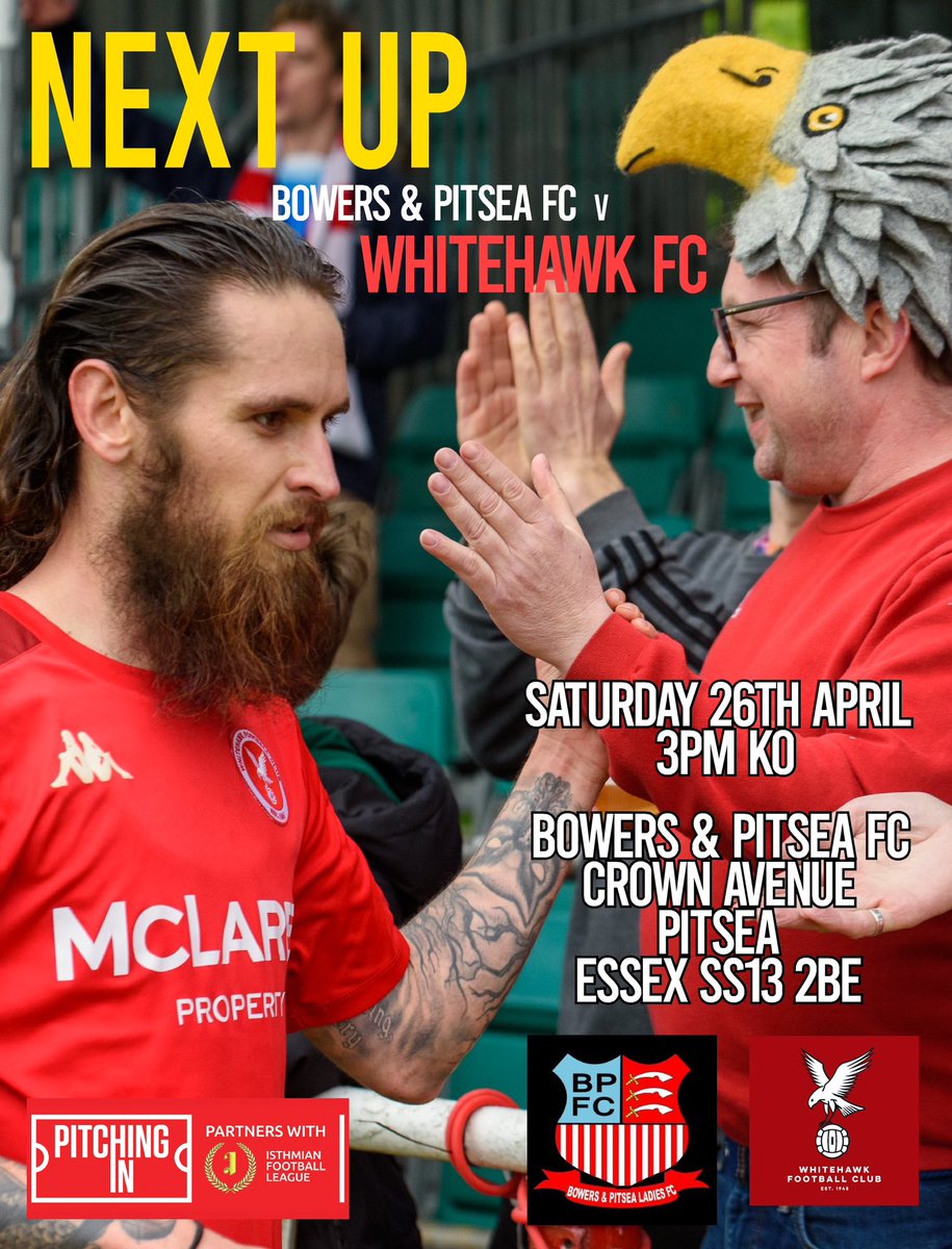 Whitehawk FC (@hawksfcofficial) on Twitter photo The Hawks travel to Bowers & Pitsea for our last game of the season… Shaun and the team looking to finish the season on a high with three points 🔴⚽️ <a href="/IsthmianLeague/">The Pitching In Isthmian League</a> <a href="/Andy_Schofield/">Andy Schofield</a> #hawks The Hawks travel to Bowers & Pitsea for our last game of the season… Shaun and the team looking to finish the season on a high with three points 🔴⚽️ <a href="/IsthmianLeague/">The Pitching In Isthmian League</a> <a href="/Andy_Schofield/">Andy Schofield</a> #hawks