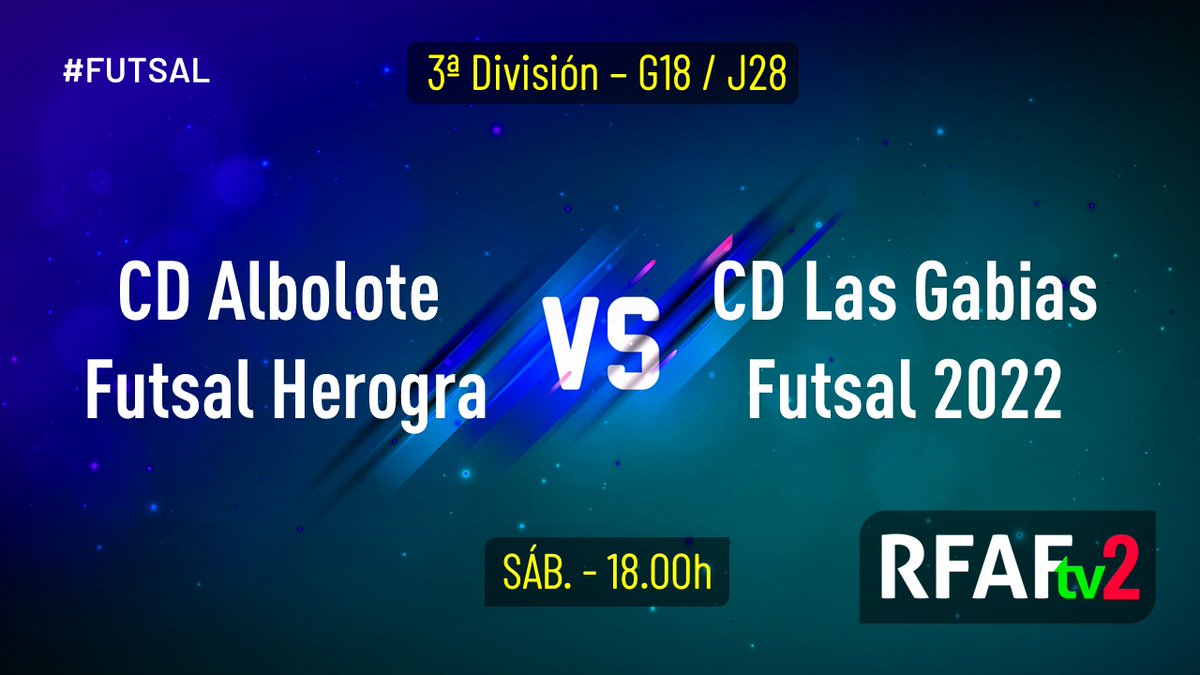 RFAF (@rfaf) on Twitter photo ⚽️Sábado de fútbol sala antes de la #CopaDelRey ⚡️:
⚔️<a href="/UD_ALCHOYANO/">U.D. Alchoyano</a>🆚<a href="/cadiz_futsal/">CD Cádiz Futsal</a>
⚔️<a href="/albolote_futsal/">C.D. Albolote Futsal</a>🆚#CDLasGabiasFutsal2022
📺En directo en los canales 1⃣ y 2⃣ de #RFAFtv ⚽️Sábado de fútbol sala antes de la #CopaDelRey ⚡️:
⚔️<a href="/UD_ALCHOYANO/">U.D. Alchoyano</a>🆚<a href="/cadiz_futsal/">CD Cádiz Futsal</a>
⚔️<a href="/albolote_futsal/">C.D. Albolote Futsal</a>🆚#CDLasGabiasFutsal2022
📺En directo en los canales 1⃣ y 2⃣ de #RFAFtv
